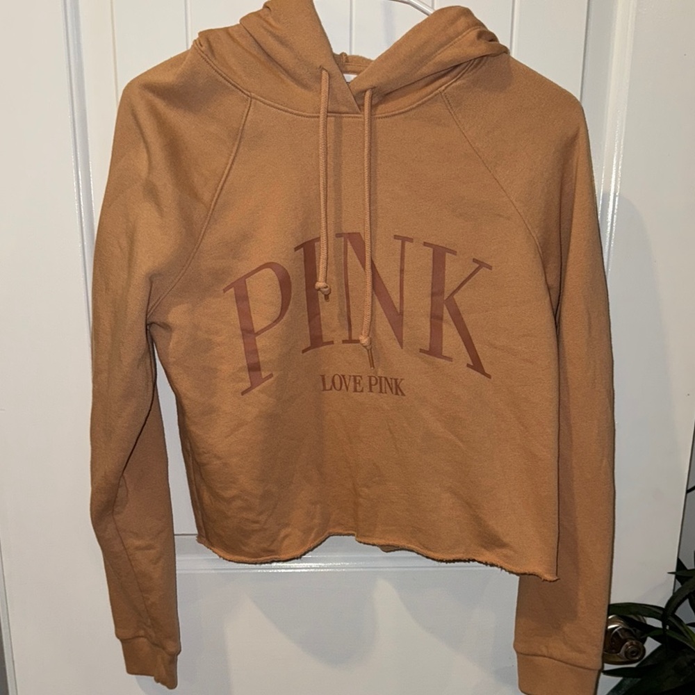 PINK Victoria's Secret Brown Tan Crop Hoodie